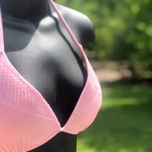 Cute Light Pink Sequined Bikini Top